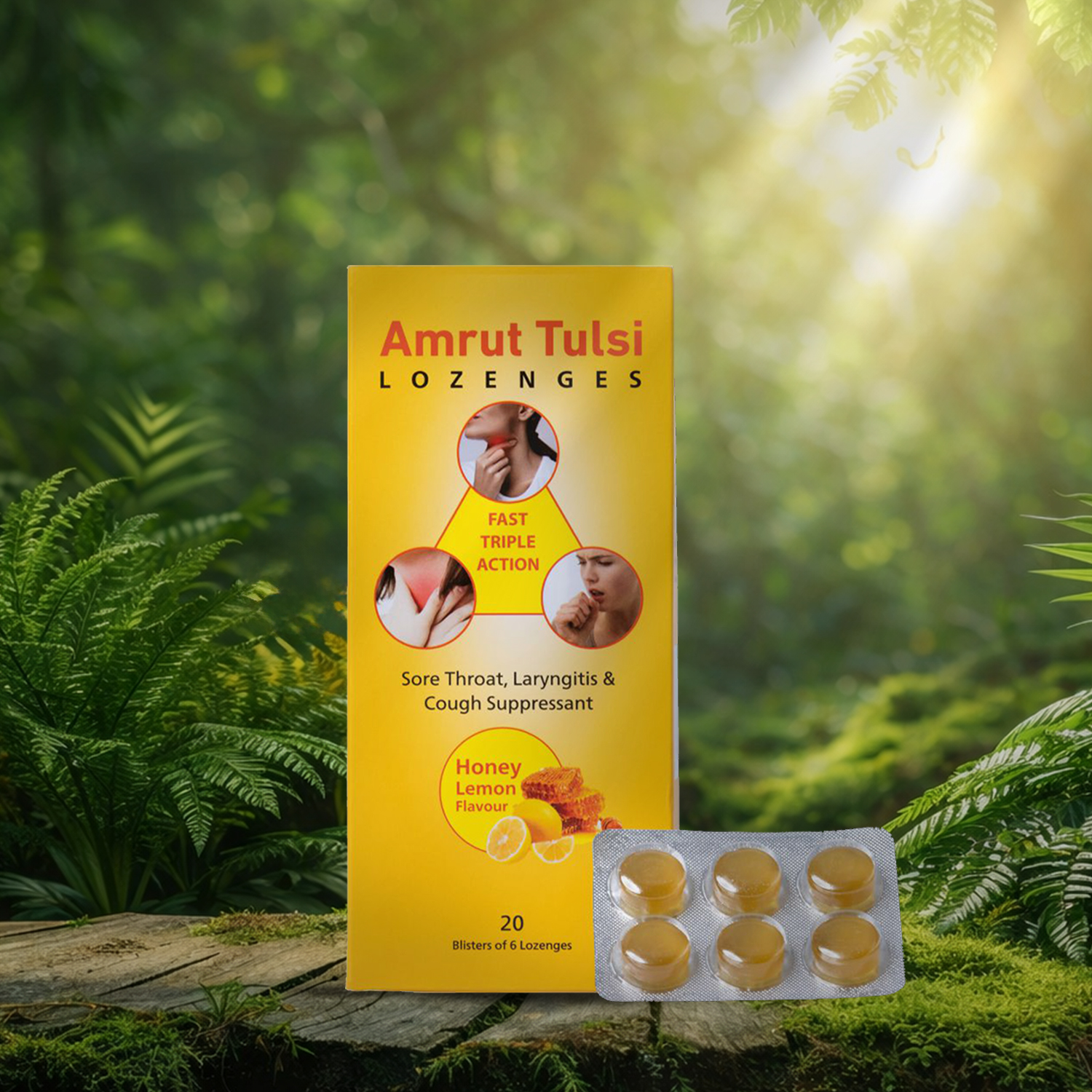 Amrut Tulsi Lozenges Honey Lemon