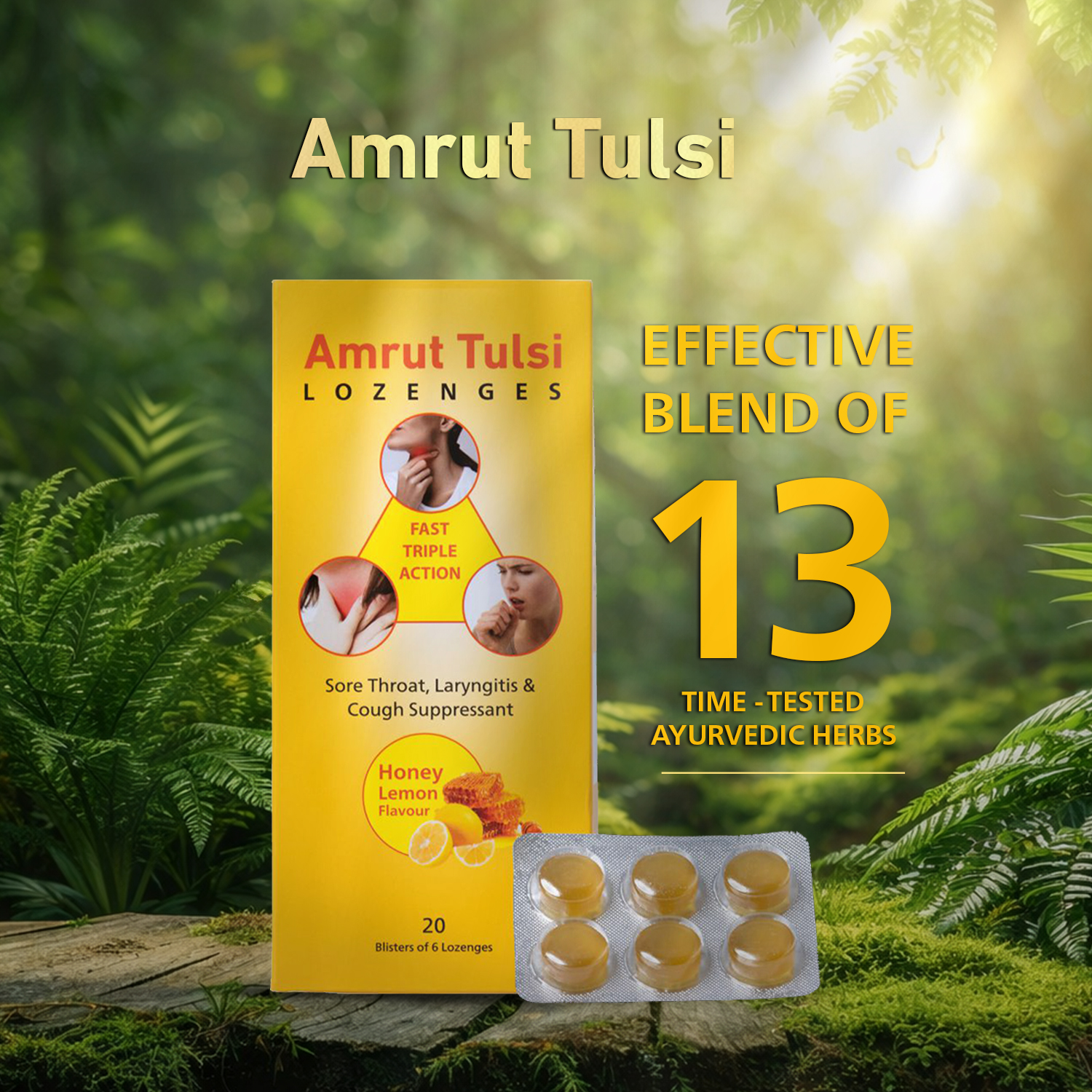 Amrut Tulsi Lozenges Honey Lemon