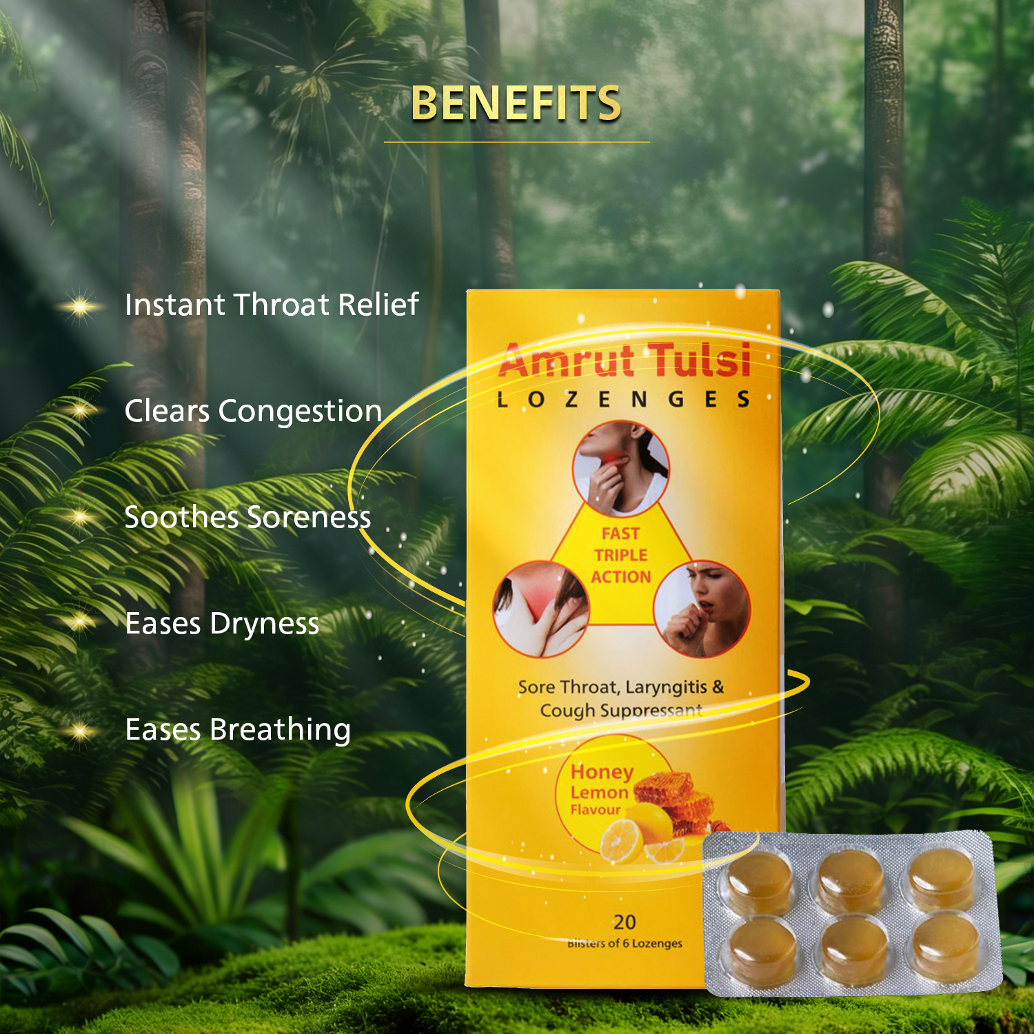 Amrut Tulsi Lozenges Honey Lemon