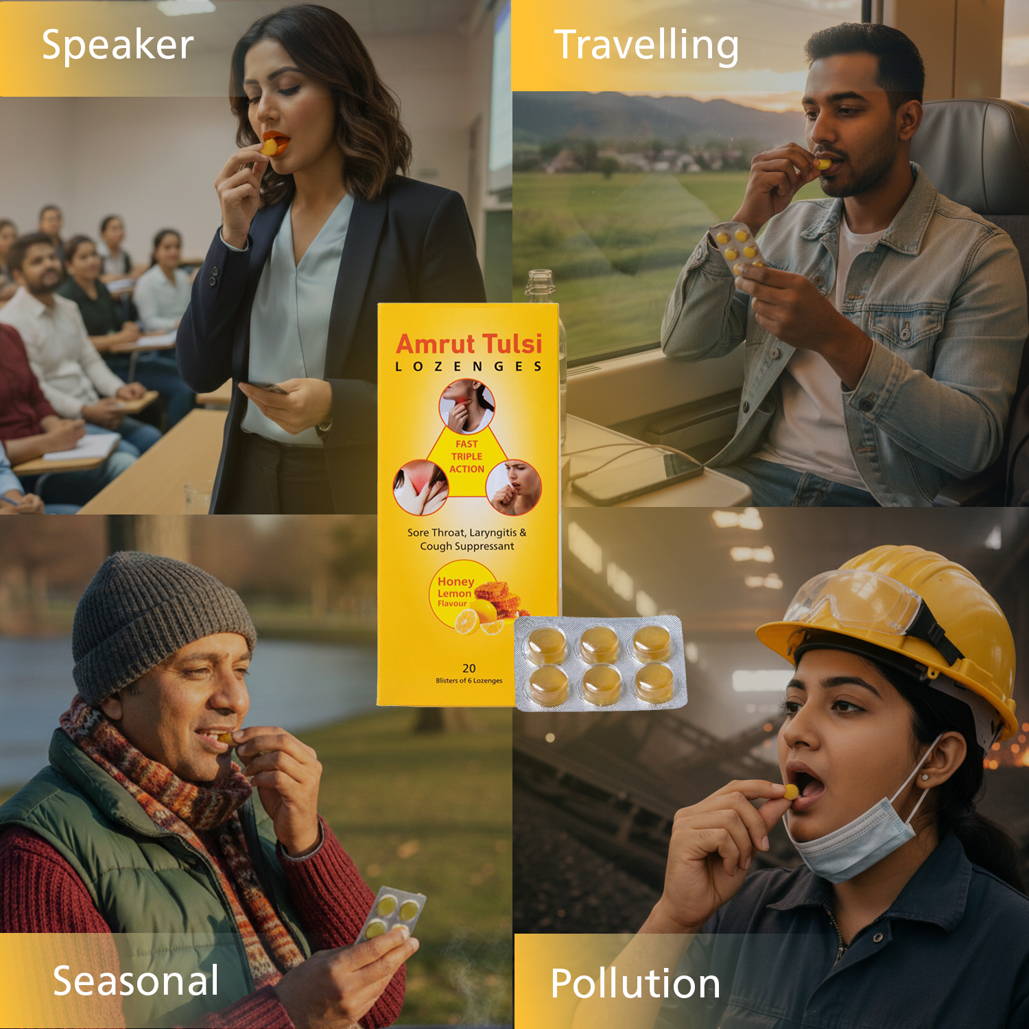 Amrut Tulsi Lozenges Honey Lemon