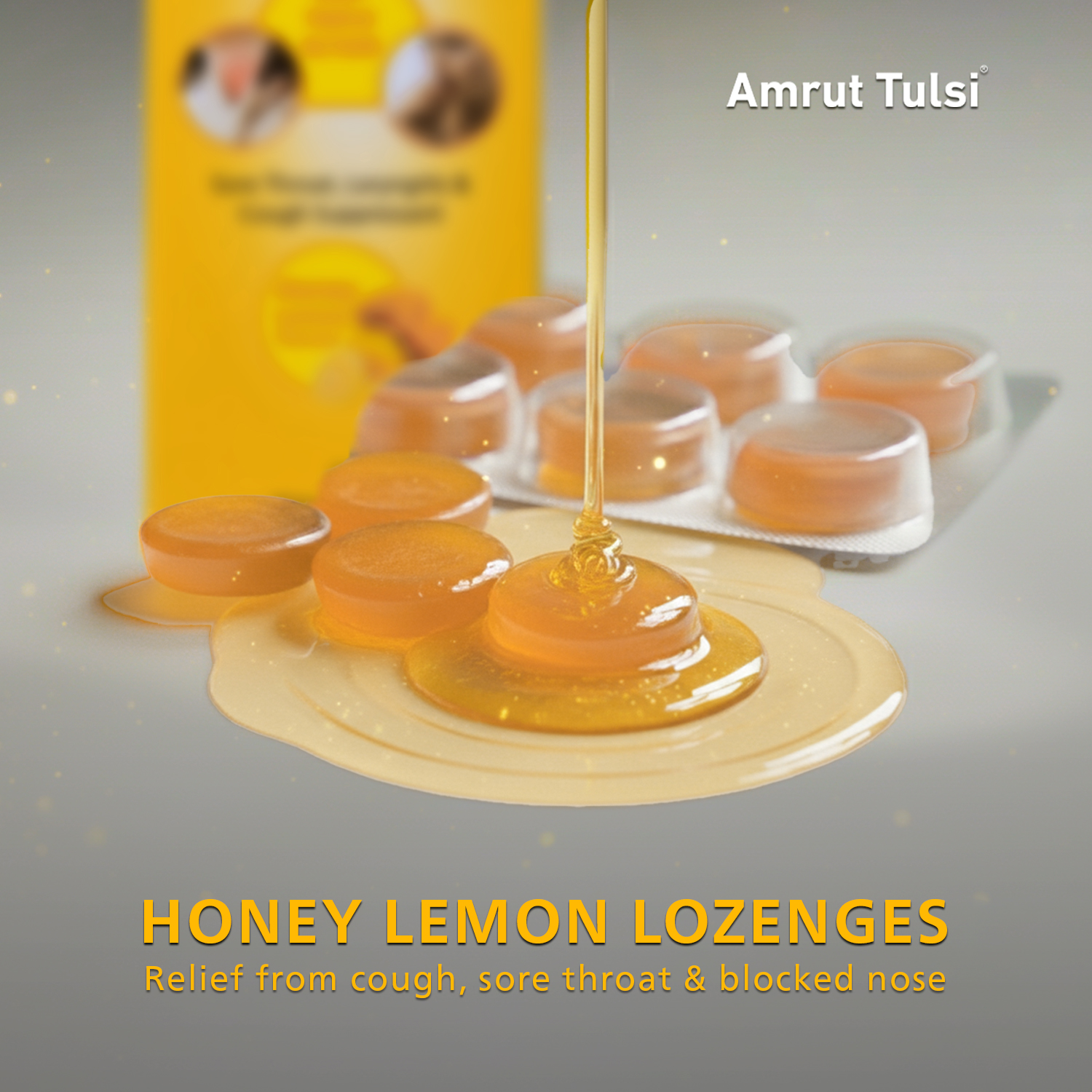 Amrut Tulsi Lozenges Honey Lemon